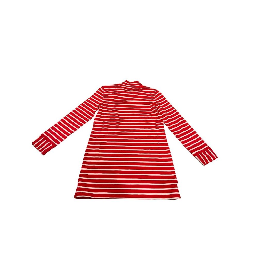Renwick Kids Red White Striped Pima Cotton Mock Neck Long Sleeve Dress Size 6/7